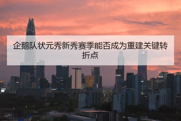 企鹅队状元秀新秀赛季能否成为重建关键转折点